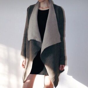 Zara Knit Sweater Cardigan Coat Wool Blend Brown Size M